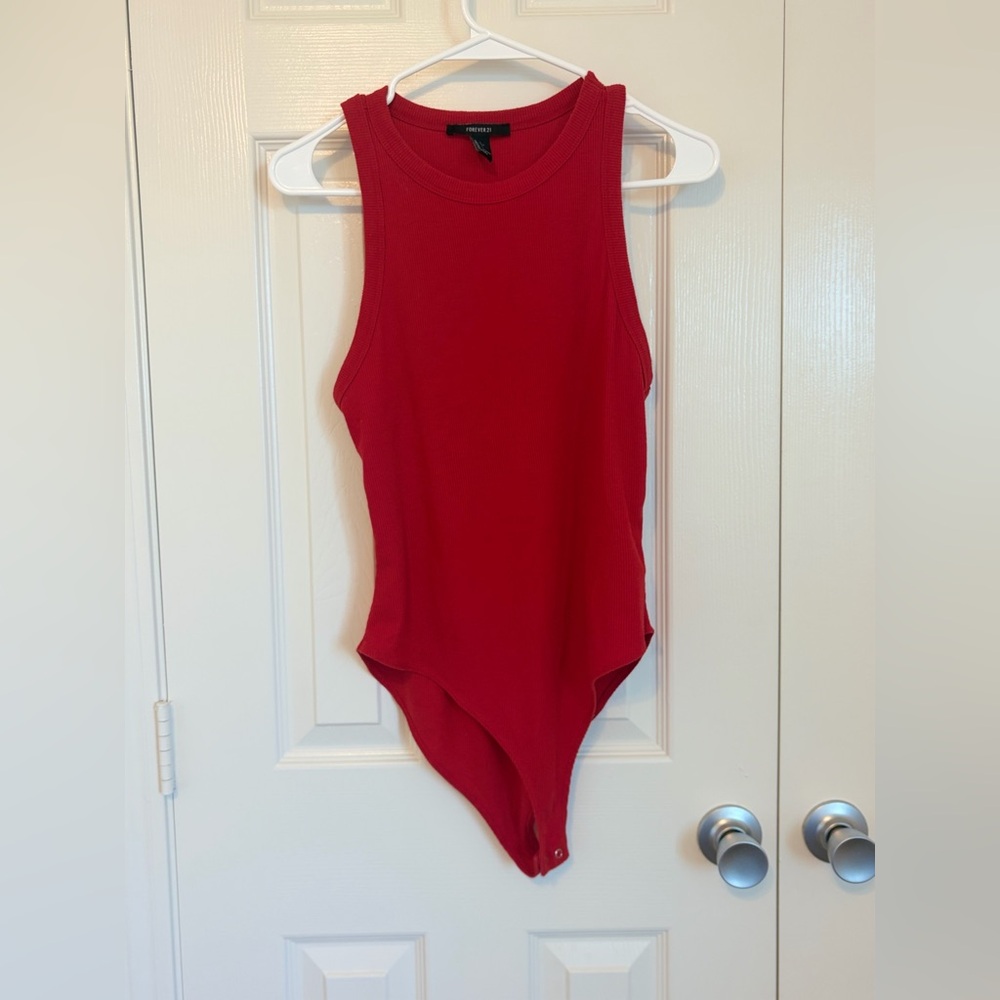 Forever21 Red Sleeveless Bodysuit size L